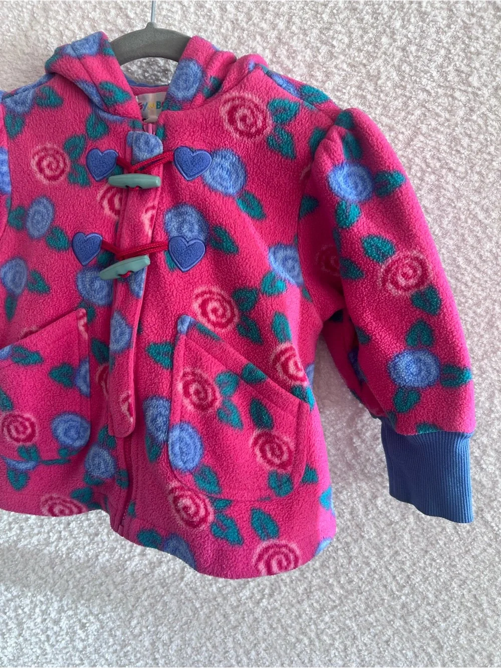 Gymboree Vintage Rainbow Tag Pink Fleece Jacket Hat Booties Bundle‎ Size 9-18 Mo